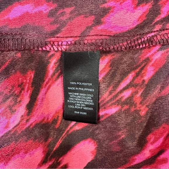 Express Women’s Size Small Pink and Black Print Open Long Sleeve Shift Dress - Picture 4 of 5